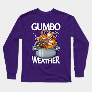Cute Cartoon Shrimp Gumbo Weather Long Sleeve T-Shirt